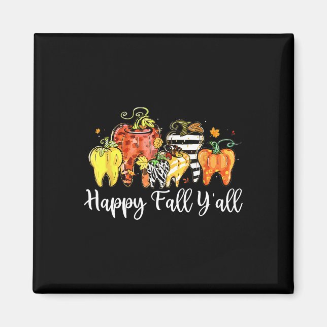 Happy Fall Y'all Pumpkin Tooth Lepard Zebra Hallow Magnet (Vorne)