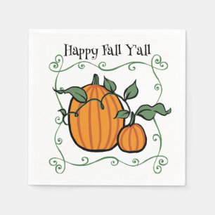 Happy Fall Y'all Quote Pumpkin Erntedank Serviette