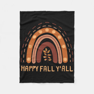 Happy Fall Y'all Rainbow Maple Blätter Herbst Fleecedecke