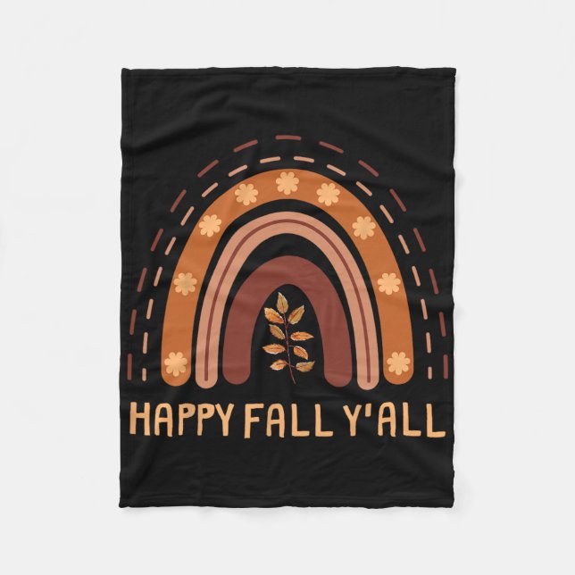Happy Fall Y'all Rainbow Maple Blätter Herbst Fleecedecke (Vorderseite)