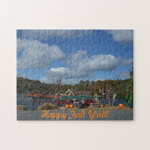 Happy Fall Y'all Rustic Autumn Display Foto Puzzle