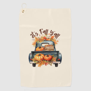 Happy Fall Y'all - Rustikaler LKW mit Pumpkins Golfhandtuch