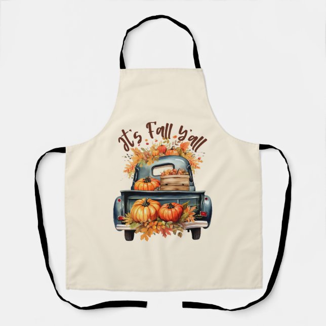 Happy Fall Y'all - Rustikaler LKW mit Pumpkins Schürze (Vorderseite)