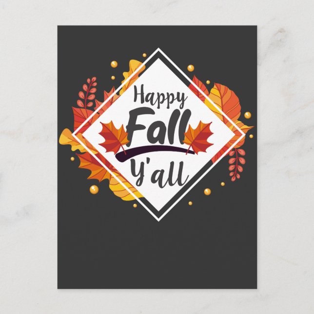 Happy Fall Yall Saison Herbst Leaves Postkarte (Vorderseite)