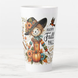 Happy Fall Ya'll Scarecrow und Herbstblätter Milchtasse