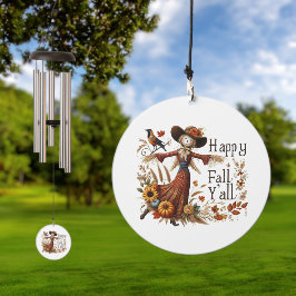 Happy Fall Y'all Scarecrow und Herbstblätter Windspiel
