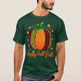 Happy Fall Y'all Shirt Frauen Pumpkin Leopard