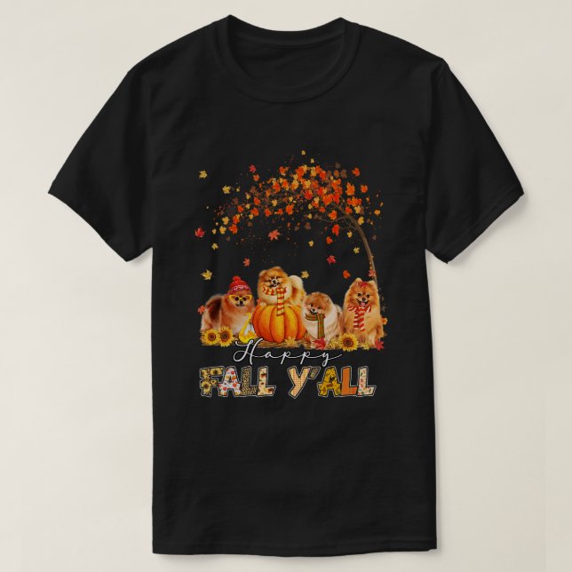 Happy Fall Yall Spitz Herbst Lover Pumpkins H T-Shirt (Design vorne)