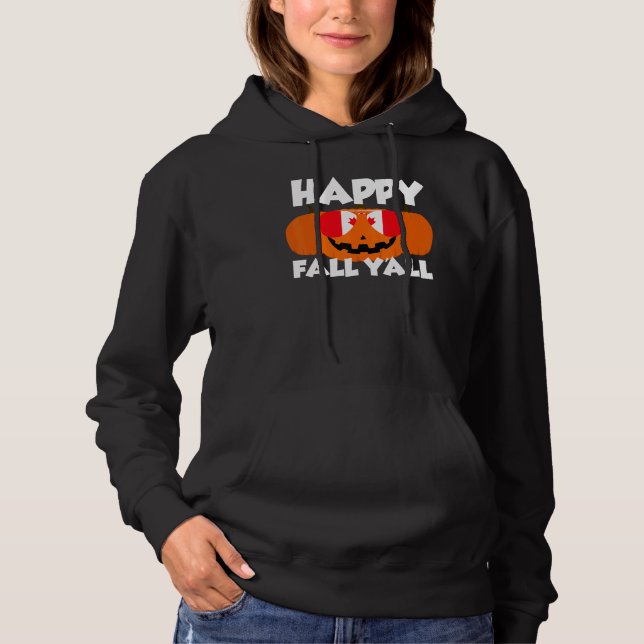 Happy Fall Y'all Thanksgiving Pumpkin Canada Glass Hoodie (Vorderseite)