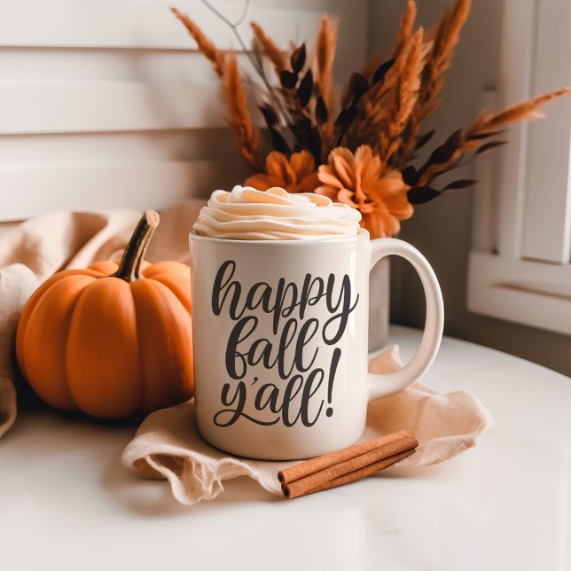 Happy Fall Y'all Trendy Calligrafy Tasse (Von Creator hochgeladen)