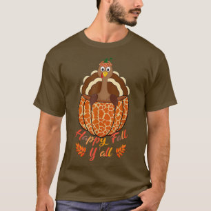 Happy Fall Y'all Türkei Pumpkin Giraffe Print als T-Shirt