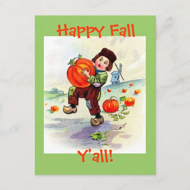 Happy Fall Y'all Vintage Postkarte (Vorderseite)
