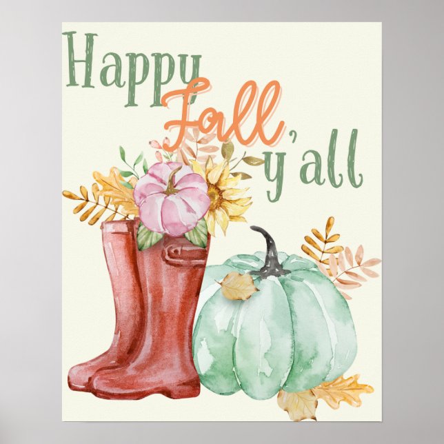 Happy Fall Y'all Wall Art Deco Poster (Vorne)