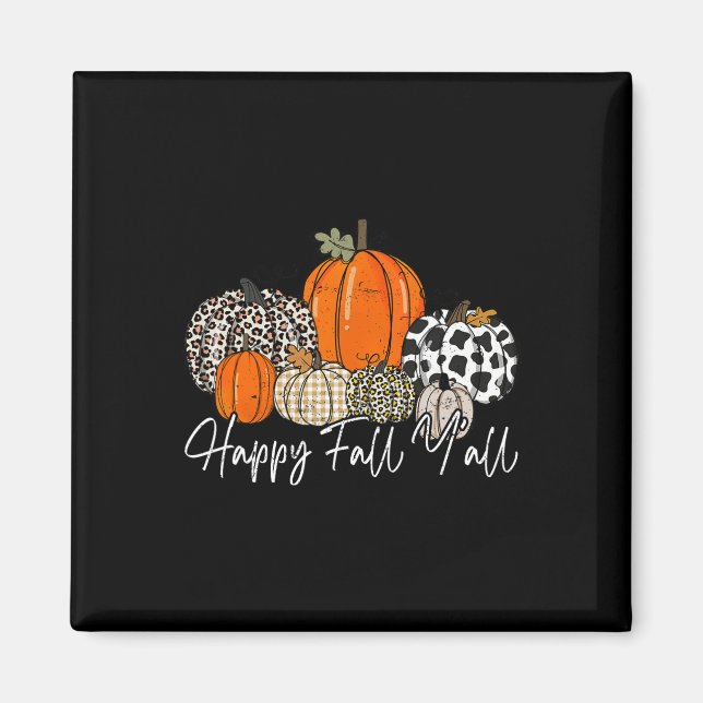 Happy Fall Y'all Women Men Pumpkin Leopard Niedlic Magnet (Vorne)