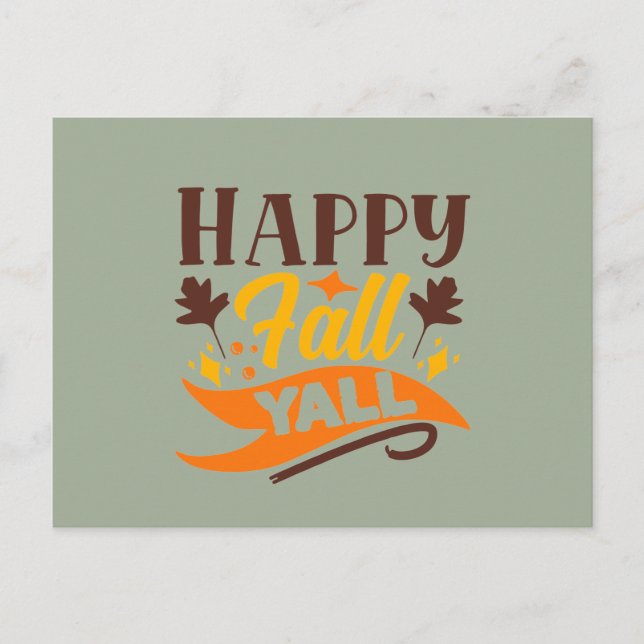 Happy Fall Y'all word art  Postkarte (Vorderseite)