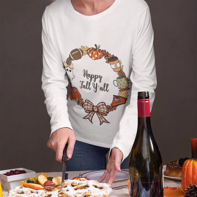 Happy Fall Y'all Wreath Women's Long Sleeve T-Shirt (Von Creator hochgeladen)