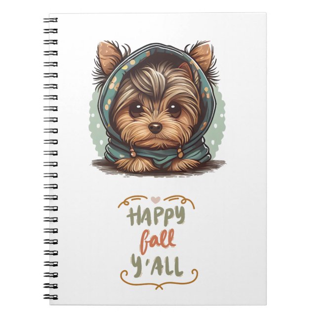Happy Fall Y'all Yorkshire Terrier Autumn Hoodie Notizblock (Vorderseite)