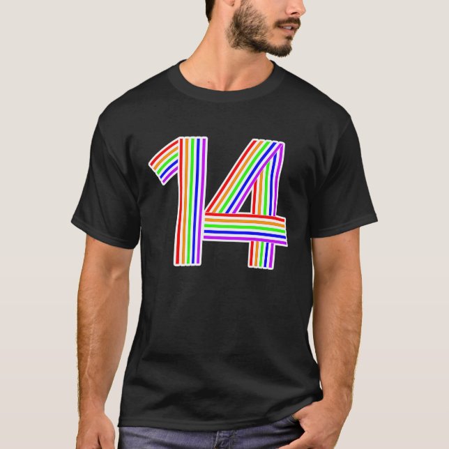 Happy Family Clothing Rainbow 14. Geburtstag T-Shirt (Vorderseite)