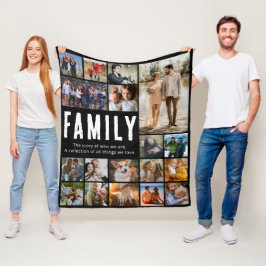 Happy Family Foto Collage Fleece Blanket