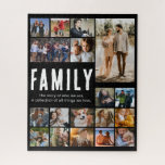 Happy Family Foto Collage Puzzle<br><div class="desc">Vergnügungs-Familienbild-Puzzle mit 18 Bildern,  die Sie durch Ihre eigene ersetzen können,  und das niedliche Sprichwort "Familie,  die Geschichte,  wer wir sind,  eine Sammlung aller Dinge,  die wir Liebe."</div>