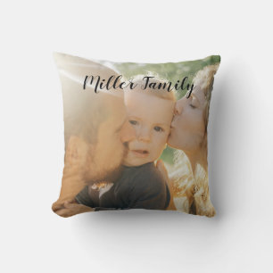 Happy Family Kiss Personalisiertes Foto Kissen