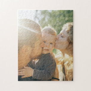Happy Family Kiss Personalisiertes Foto Puzzle