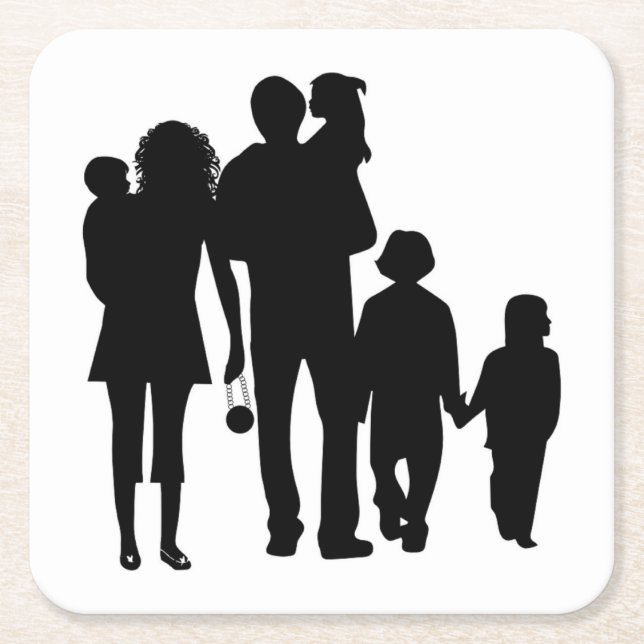 HAPPY FAMILY RECHTECKIGER PAPPUNTERSETZER (Vorderseite)