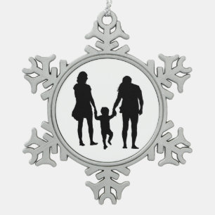 HAPPY FAMILY SCHNEEFLOCKEN Zinn-Ornament