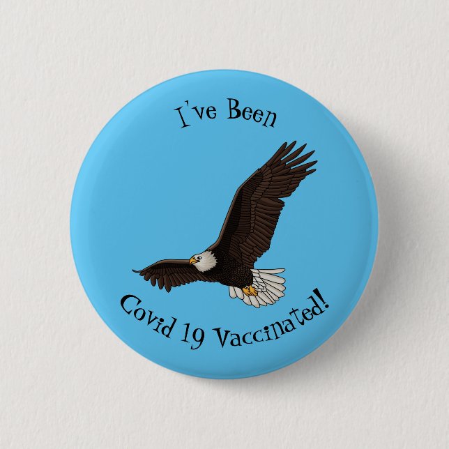 Happy-Fan Glatze Cartoon Illustration Button (Vorderseite)