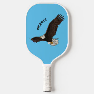 Happy-Fan Glatze Cartoon Illustration Pickleball Schläger