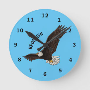 Happy-Fan Glatze Cartoon Illustration Runde Wanduhr