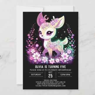 Happy Fantasy Deer Digital Geburtstag Einladung