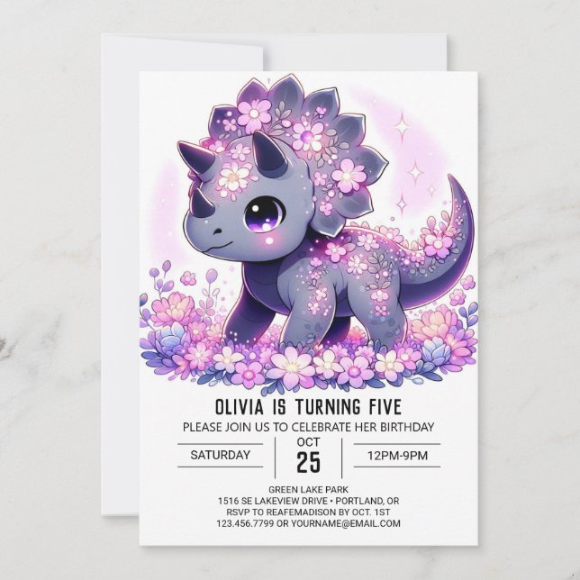 Happy Fantasy Dinosaur Digital Geburtstag Einladung (Vorderseite)