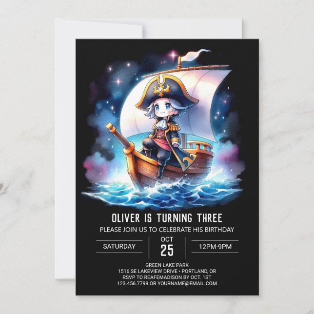 Happy Fantasy Pirate Geburtstag Einladung (Vorderseite)