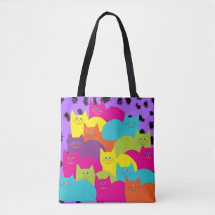 Happy farbenfrohe Katzen Tote Tasche