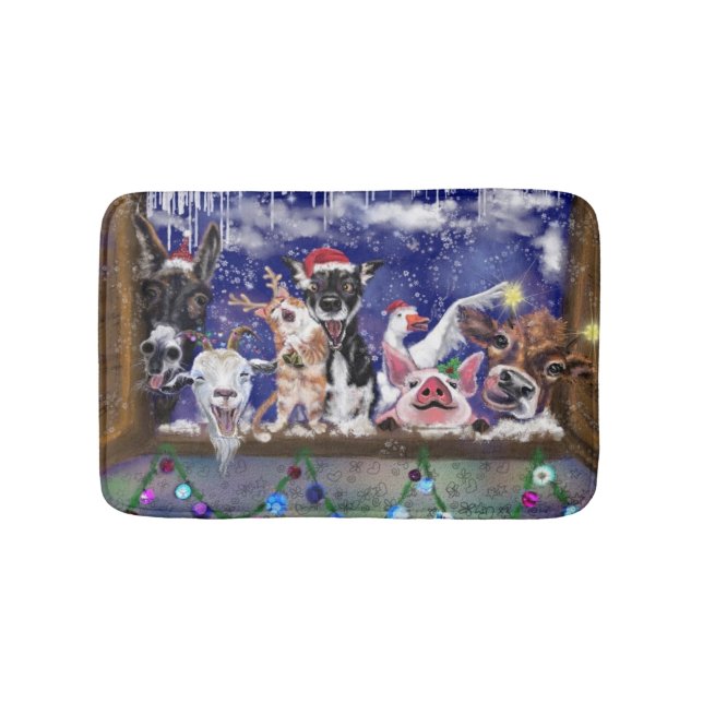 Happy Farm Animals Weihnachtsbath Mat Badematte (Vorderseite)