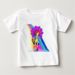 Happy Farm Girl mit Umbrella Baby T - Shirt