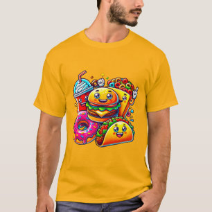 Happy Fast Food Characters Art for T-Shirt