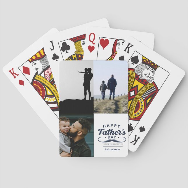 Happy Father’s Day Mustache Tribute Design Spielkarten (Rückseite)
