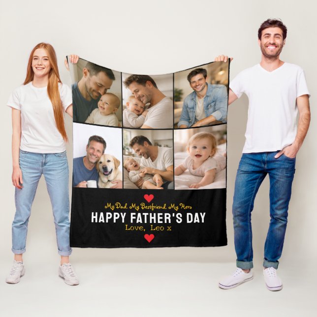 Happy Father’s Day Photo | Personalized Dad Ever Fleecedecke (Beispiel)