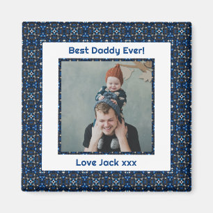 Happy Father's Day Best Daddy Vater Ever Blue Foto Magnet