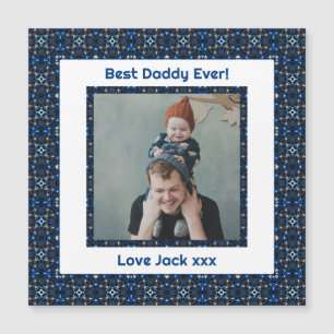 Happy Father's Day Best Daddy Vater Ever Blue Foto Magnetkarte