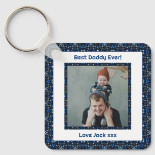 Happy Father's Day Best Daddy Vater Ever Blue Foto Schlüsselanhänger