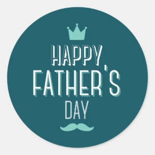 Happy Father's Day Blue Design Runder Aufkleber