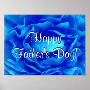 Happy Father's Day Blue Rose Poster