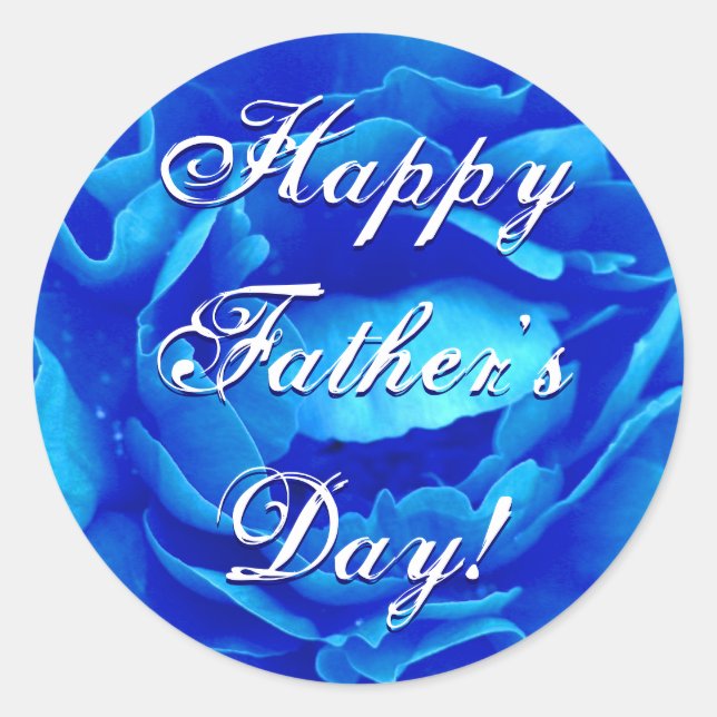 Happy Father's Day Blue Rose Runder Aufkleber (Vorderseite)