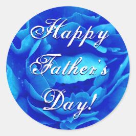 Happy Father's Day Blue Rose Runder Aufkleber