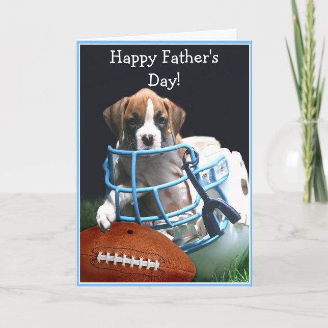 Happy Father's Day Boxer Welpengrüßkarte Karte (Vorderseite)
