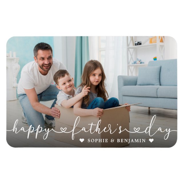 Happy Father's Day Calligrafy Foto Magnet (Horizontal)