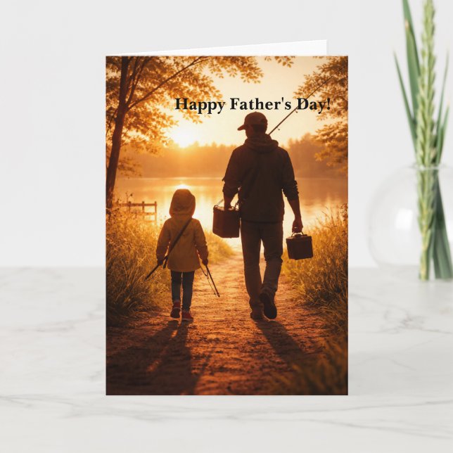 Happy Fathers Day Card - Sunrise Fishing image Karte (Vorderseite)